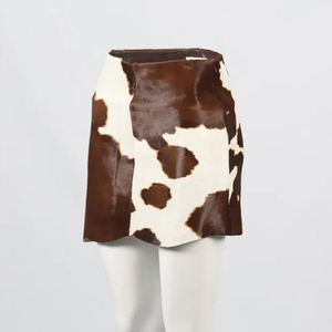 Women's Leather Handmade Mini <b>Skirt</b> <b>Cow</b> <b>Print</b> Shiny Straight Casual Regular Waist All Seasons In-Stock Items - Product Image 2