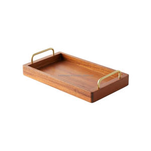 Plateau en bambou réutilisable de haute qualité avec poignées en métal Nouveaux plateaux de service alimentaires décoratifs pour la maison incroyables fabriqués en Inde - Product Image 4