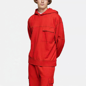 Conjunto Premium de Sudadera con Capucha y Pantalones Cargo 100% Algodón para Hombre / Sudadera Extra Grande con Bolsillo en el Pecho y Pantalones Cargo Deportivos / Logotipo Personalizado - Product Image 4