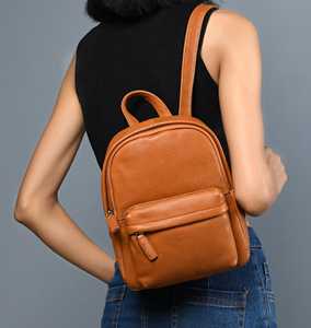Mochila Mini de Cuero Genuino Personalizada OEM de Alta Calidad, Mochila Pequeña de Cuero Real para Mujer, Bolsa de Viaje LSBP-0029 - Product Image 1