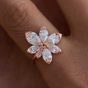 Anillo de compromiso/boda unisex de oro blanco fino de 14k con engaste de bisel, corte pera vintage, cultivado en laboratorio, apto para fiestas de aniversario, certificado IGI - Product Image 1
