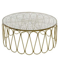 Table basse décorative moderne de grande taille, de forme ronde, avec cadre plaqué or, pour salon, design métallique personnalisé, meubles pour la maison