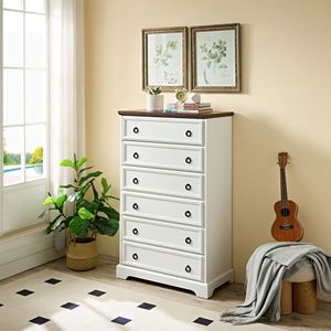Modern <b>6</b>-<b>Drawer</b> Dresser with Easy Pull Handle Tall Chest <b>Drawers</b> for Bedroom Closet Organizers Clothes Storage Teak Wood Finish - Product Image 2