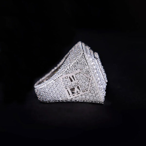 Custom Iced Out <b>Initial</b> Letter <b>Ring</b> Round Cut Moissanite Diamond Champion <b>Ring</b> Men's Hip Hop Style Jewelry Personalized Jewelry - Product Image 5