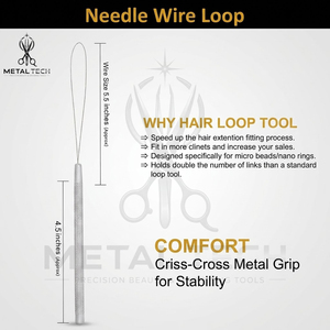 Professional <b>Hair</b> Extension Installation Kit Gold Finish Pliers Scissors Pulling Loop Needle Section <b>Clips</b> Set with Zipper Case - Product Image 4