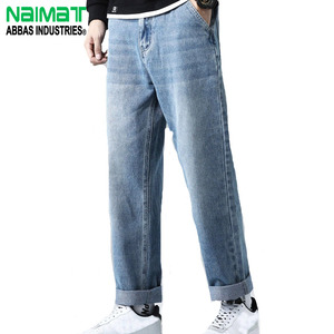 High Quality Breathable Cotton Denim Jeans For Men Relaxed Fit Straight Leg <b>Light</b> Wash Casual Pants Durable Fashion <b>Trousers</b> - Product Image 1