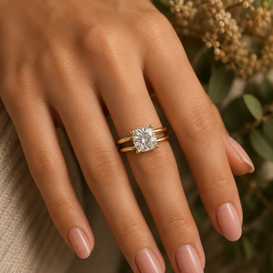 Anillos de Boda Personalizados de Oro Puro de 14K con Diamante Cultivado en Laboratorio de 2.00 Ct con Corte Cojín, Certificado IGI, Anillos de Compromiso de Tallo Ancho - Product Image 2