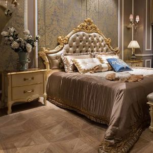 Juego de dormitorio Emma de lujo clásico en marrón y dorado, cama tapizada, muebles elegantes de estilo real para hotel o villa, ¡en oferta! - Product Image 2