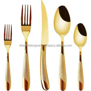 <b>Gold</b> Finished Metal <b>Cutleries</b> Set of 4 Pcs Hot Selling Stainless Steel <b>Cutlery</b> Set and Silverware for Dinnerware Decoration - Product Image 5