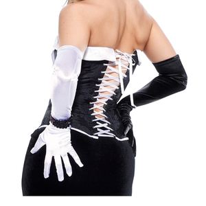 <b>Black</b> Satin <b>Corset</b> <b>Dress</b> With Button Closure V-Neck Sleeveless Bodycon Club <b>Dress</b> Adult Sexy Style - Product Image 5