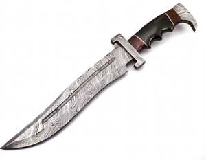 Cuchillo artístico de acero de Damasco hecho a mano y personalizado – Herramienta coleccionable de hoja fija con mango de cuerno - Product Image 4