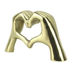 Golden Aluminum Heart Shape Sculpture Artistic Tabletop Decor for Living Room Valentine's Day Contemporary Design - Product Image 4
