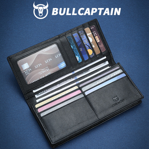 BULLCAPTAIN <b>Mens</b> Genuine Leather Long <b>Wallet</b> Luxury <b>RFID</b> Blocking Business Clutch <b>Wallet</b> Card Holder Gift Box <b>for</b> <b>Men</b> - Product Image 3