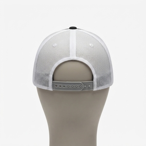 Men's <b>Black</b> White Trucker <b>Cap</b> Mesh Back Snapback <b>Baseball</b> Hat Custom Embroidered Logo Adjustable - Product Image 4