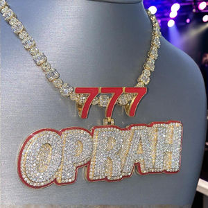 Collar con Colgante de Plata 925 Personalizado con Nombre y Número, con Moissanita Brillante, Estilo Hip Hop Unisex, Esmalte, Amuleto para Fiesta de Raperos - Product Image 4