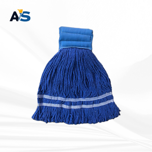 A&S Navy Blue Cotton <b>Mop</b> Head multi-ply twisted yarn with 5" Head Band with Dual Strip Tail Blue Band Loop End - Product Image 2