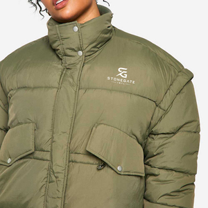 Veste d'hiver rembourrée pour femme, coupe-vent, légère, à capuche, couleur unie, personnalisable avec logo, modèle 2026 - Product Image 3