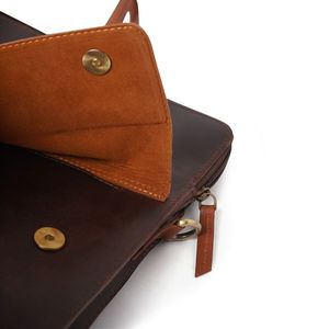 Sac pour ordinateur portable en cuir véritable noir grande capacité, sacoche bandoulière, sac de voyage d'affaires portable - Product Image 5