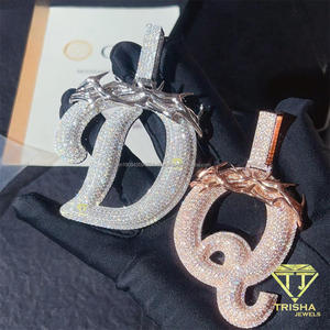 จี้เพชรแบบ Iced Out สำหรับผู้ชาย สร้อยคอจี้รูปตัวอักษร D สไตล์ฮิปฮอป เครื่องประดับหรูหรา - Product Image 3