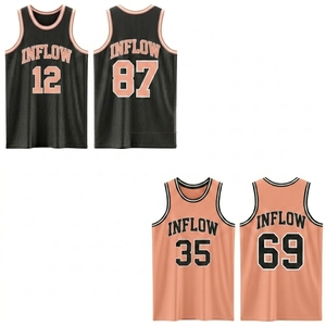 Camiseta de Baloncesto Personalizada Transpirable con Cuello Redondo, Sin Mangas, Malla 100% Poliéster, Unisex para Adultos, Nombre del Equipo y Números Impresos por Sublimación - Product Image 1