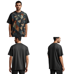 Heavyweight Printed Boxy Fit <b>T</b> <b>Shirt</b> Custom Abstract Multi Colored Geometric Graphic Oversized Tee Drop Shoulder Apparel Bulk - Product Image 2