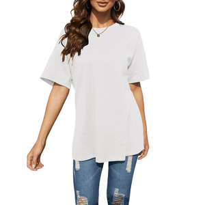 T-shirt ample à manches courtes pour femme, couleur unie, col rond, décontracté, printemps-été, tissu en jersey de coton respirant - Product Image 6