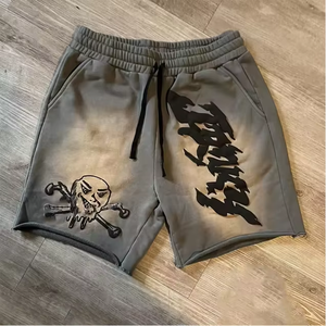 <b>Men</b> Cartoon Skull Print Polyester Swim <b>Trunks</b> Drawstring Regular Fit Shorts Breathable Knitted Front Logo - Product Image 4