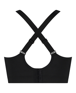 Custom Made Black Women's Sports <b>Bra</b> Medium Support <b>Racerback</b> Criss-Cross Strap Design Lightweight Workout Top 220 g - Product Image 5