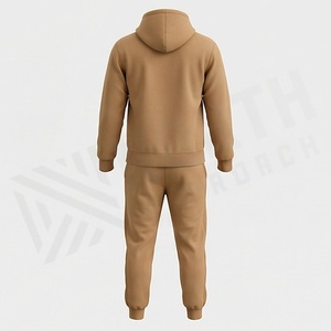 Survêtement à capuche pour homme, couleur unie, manches longues, vêtements de sport décontractés avec cordon de serrage et poches latérales, tenue d'automne - Product Image 2