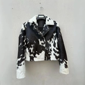 Chaqueta de Motocicleta de Cuero Vacuno para Mujer, Cuello Alto, Manga Larga, Reversible, Abrigo Corto de Invierno - Product Image 3