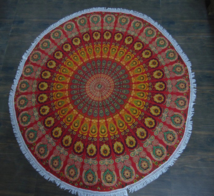 Nappe de table géométrique en coton imprimée 100x100cm, lavable, personnalisable, faite à la main, tapis de yoga de plage, nappe de table - Product Image 2