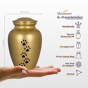 Luxury Copper Pet Urn with Paw Print Design for <b>Dogs</b> - Product Image 4