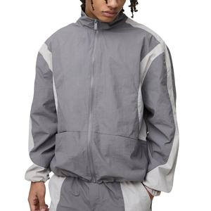 Ensemble de survêtement unisexe coupe ample en nylon froissé softshell zippé coupe-vent pour homme (veste et short) - Product Image 2