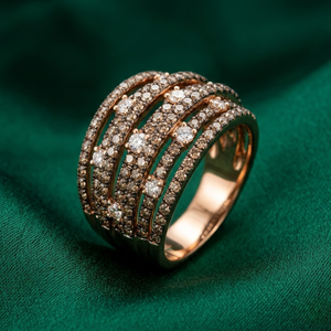 Anillo de cóctel de oro blanco de 18k con diamante marrón de talla brillante y engaste de puntas, clásico y moderno, para compromiso, boda, aniversario o fiesta, para mujer - Product Image 1