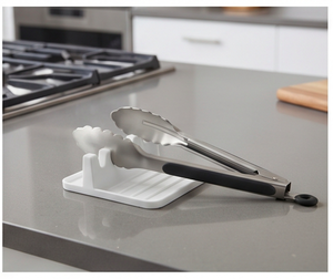 Reposacucharas Cuadrado de Silicona Blanca con Diseño de Drenaje Ranurado para Uso Doméstico - Product Image 6