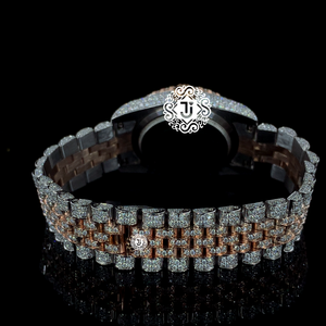 Montre-bracelet mécanique en acier inoxydable de qualité supérieure avec chiffres romains et diamants, boîtier durable, design scintillant, unisexe, décontractée, pour les soirées - Product Image 3