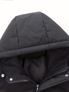 Direct FT Men's Hooded Puffer Jacket Windproof Thick Polyester Winter Casual Zipper Closure Solid Color Loose Fit Regular Length - Product Image 6