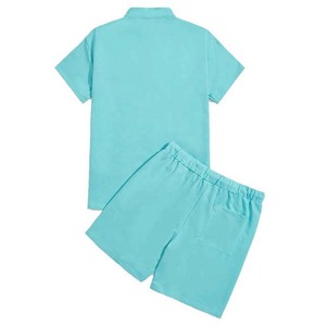 Conjunto de 2 Piezas de Verano para Hombre, Color Sólido, Personalizado, Camiseta y Pantalones Cortos - Product Image 2