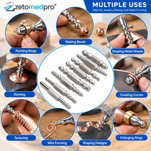 Ensemble de 8 mandrins de formage à double extrémité hautement polis en acier inoxydable pour la fabrication de bijoux, 0,55 pouce, ZetomedPro - Product Image 4