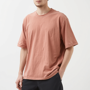 T-shirt d'été pour homme en pur coton, coupe ample, grande taille, manches courtes, style vintage, décontracté, basique, avec personnalisation OEM ODM - Product Image 1