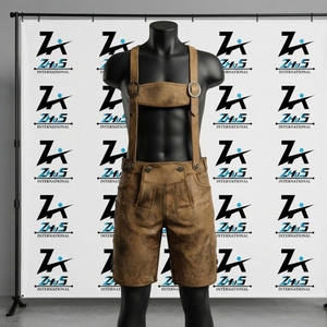 Lederhosen traditionnels bavarois faits main en daim de haute qualité, durables, en daim et polyester, avec broderie. - Product Image 1