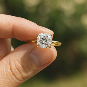 Bague de fiançailles en diamant de laboratoire taille coussin 1, 2 ou 3 carats, certifiée IGI, monture cathédrale, or 14K ou 18K - Product Image 3