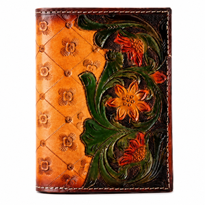 Hand Tooled Floral Genuine Leather Bifold <b>Wallet</b> for Men and Women Vintage Western <b>Card</b> <b>Holder</b> Handmade Everyday Carry Accessory - Product Image 1