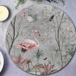 Manteles de mesa de comedor redondos modernos hechos a mano, manteles individuales de lino, estilos clásicos coreanos a cuadros, lavables, impermeables, para banquete de boda en casa - Product Image 1