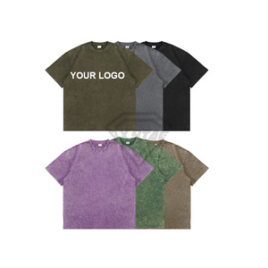Custom Acid Wash T Shirt Blank Oversized Streetwear Tee Heavyweight Cotton Men Vintage Purple Dropshould Gym <b>Tshirt</b> Manufacturer - Product Image 5
