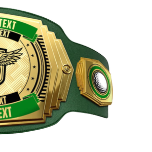 Cinturón de Campeón de Golf Personalizable con Correa Verde, Placa Dorada y Diseño Alado para Premios Personalizados - Product Image 4