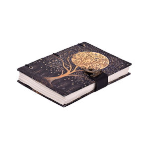 <b>A5</b> Tree Moon Handmade Paper Journal | Eco Friendly Hardcover Lock Diary Notebook with Artistic Nature Design Gift Set Writing - Product Image 1