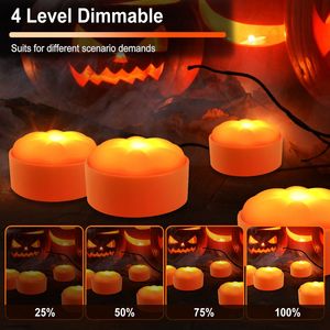 Set di 4 Luci LED a Forma di Zucca per Halloween, Funzionamento a Batteria, 2 Modalità di Illuminazione, 4 Impostazioni Timer, Telecomando, Luci Decorative per Halloween - Product Image 2