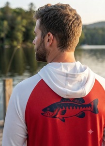 Performance Long Sleeve Fishing <b>Hoodie</b> For Men <b>UV</b> <b>Protection</b> Athletic Shirt Outdoor Sports Top With Bass Graphic - Product Image 3