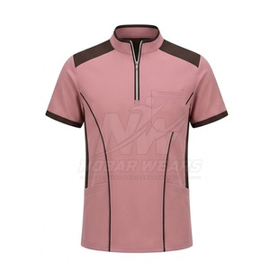 Professional Healthcare <b>Scrub</b> <b>Top</b> With Half Zip Front Short Sleeves Stand Collar And Comfortable Everyday Work Design - Product Image 2